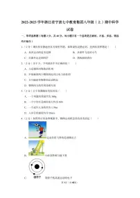 2022-2023学年浙江省宁波七中教育集团八年级(上)期中科学试卷