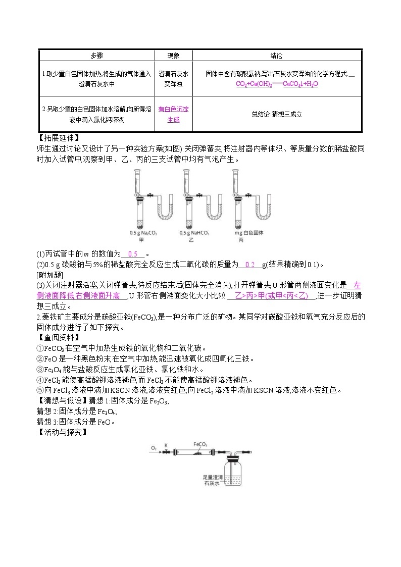 中考化学一轮微专题复习学案：科学探究题 (含答案)03