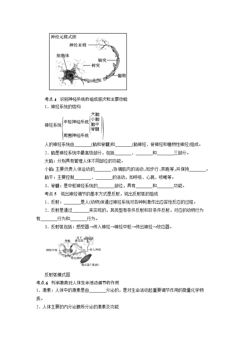 中考科学 二轮专题 专题08 生命活动的调节 学案02