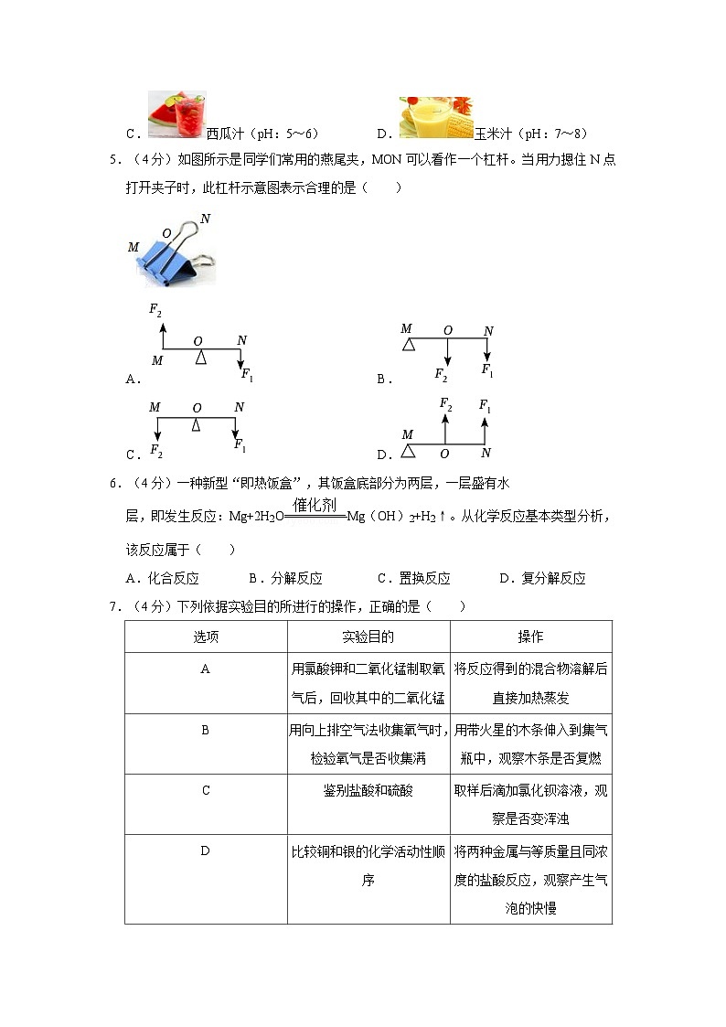 2020-2021学年浙江省温州市瑞安市新纪元实验学校九年级上学期期中科学试卷02