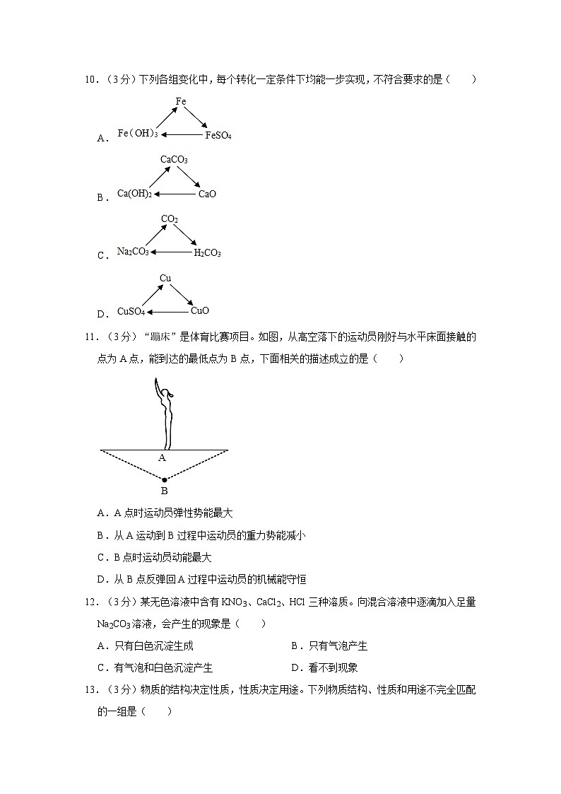 2022-2023学年浙江省绍兴市新昌县南瑞实验学校九年级上学期期中科学试卷(含解析)第3页