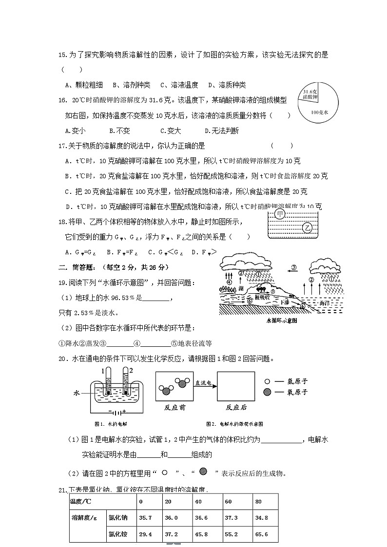 第一章单元试卷 浙教版科学八年级上册第3页