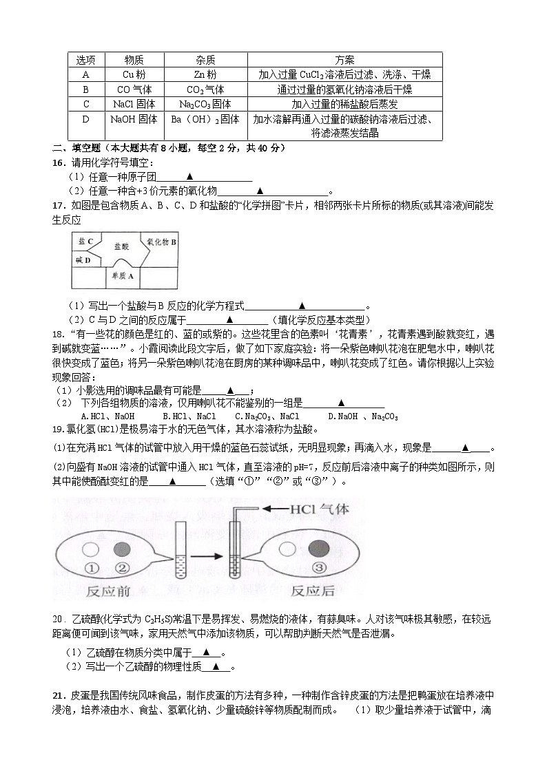 九年级科学试题卷第3页