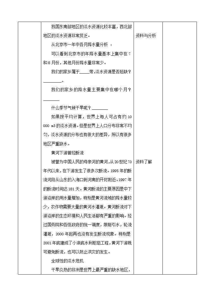 新华师七年级科学下册第一章第六节水资源的利用和保护(教案)03