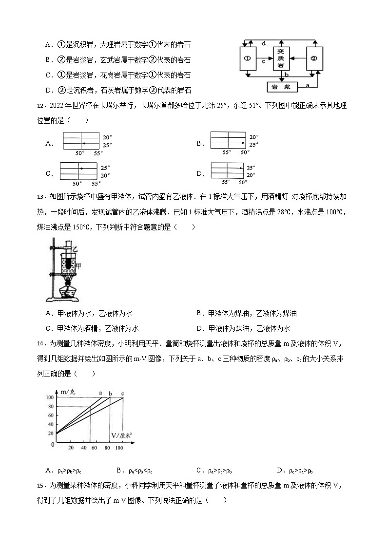 2023-2024学年浙教版科学七年级上册期末综合模拟练习卷03
