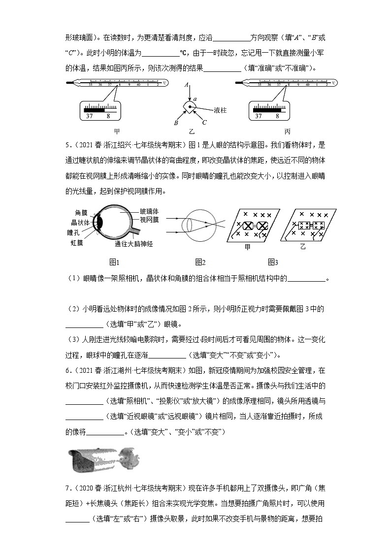 2.6透镜和视觉(填空、简答题)【期末复习】浙教版七年级下册科学第2页