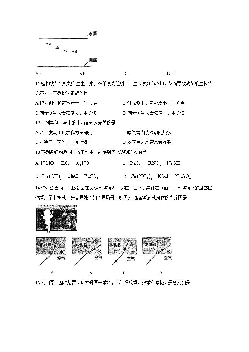 浙江省温州市2023-2024学年九年级下学期开学考试科学模拟试题(附答案)03