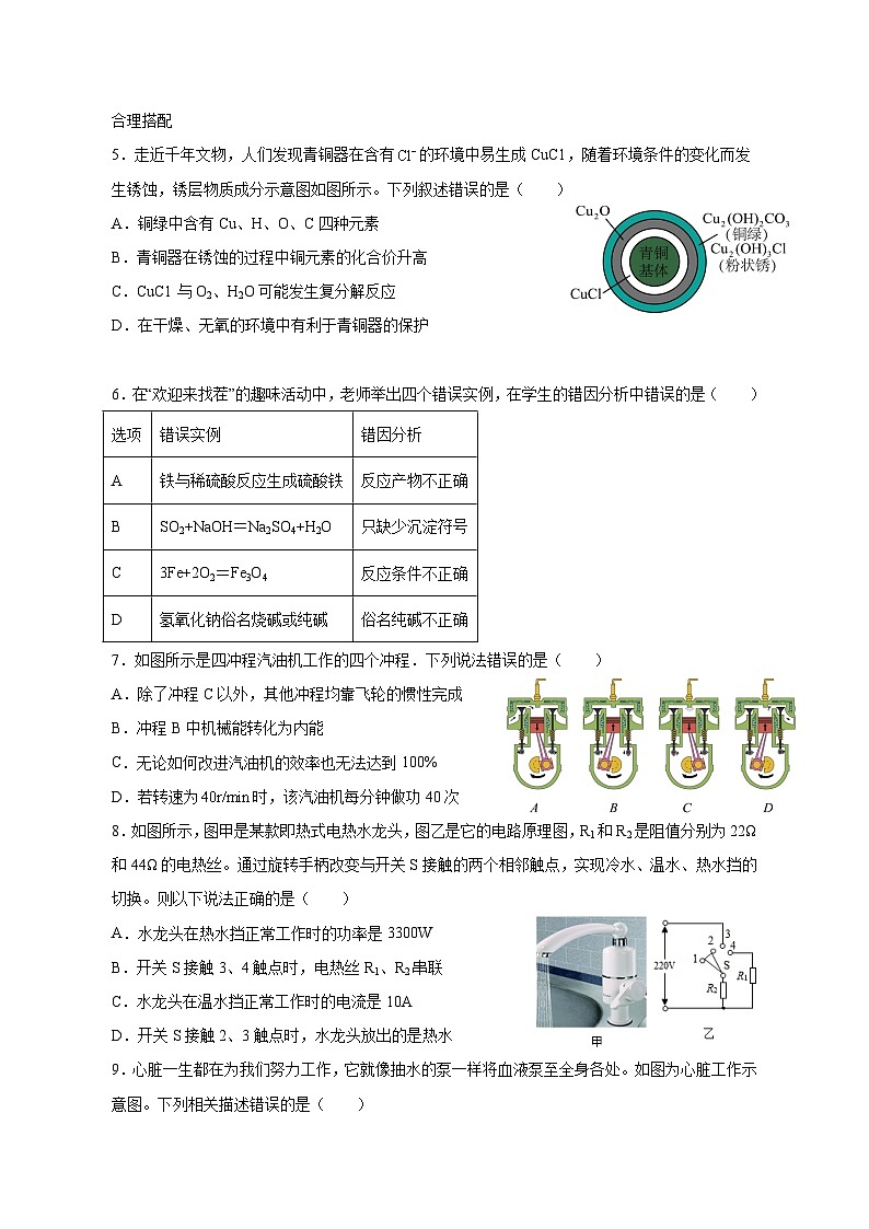 浙江省舟山市定海区2023-2024学年九年级下学期开学质量检测科学模拟试题(附答案)02