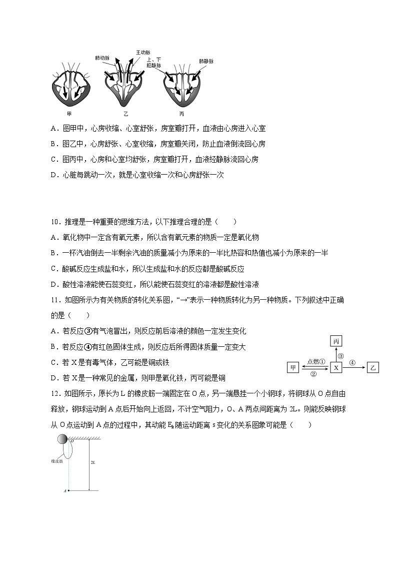 浙江省舟山市定海区2023-2024学年九年级下学期开学质量检测科学模拟试题(附答案)03