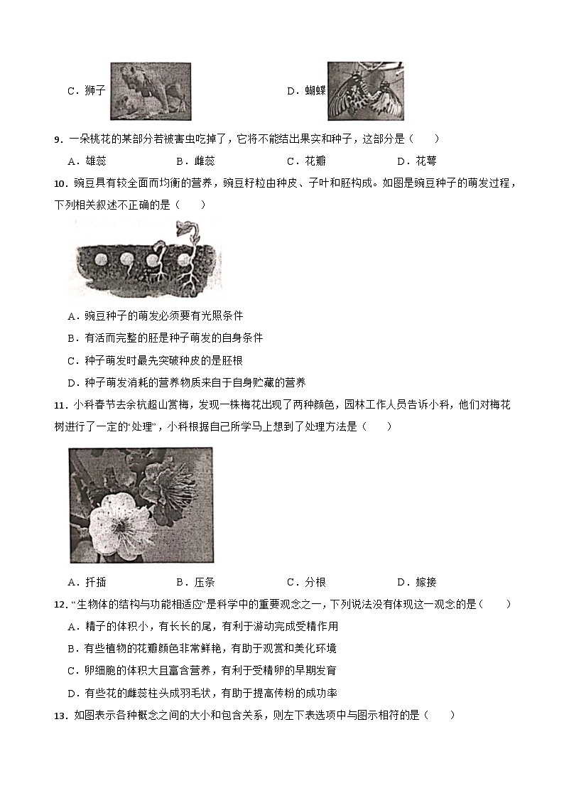 浙江省杭州市临平区2023-2024学年七年级下学期3月份月考科学试卷03