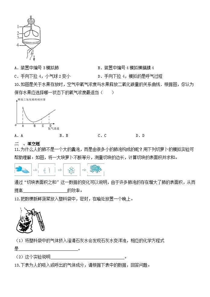 3.5生物的呼吸和呼吸作用 课后练习 浙教版八年级下册科学02