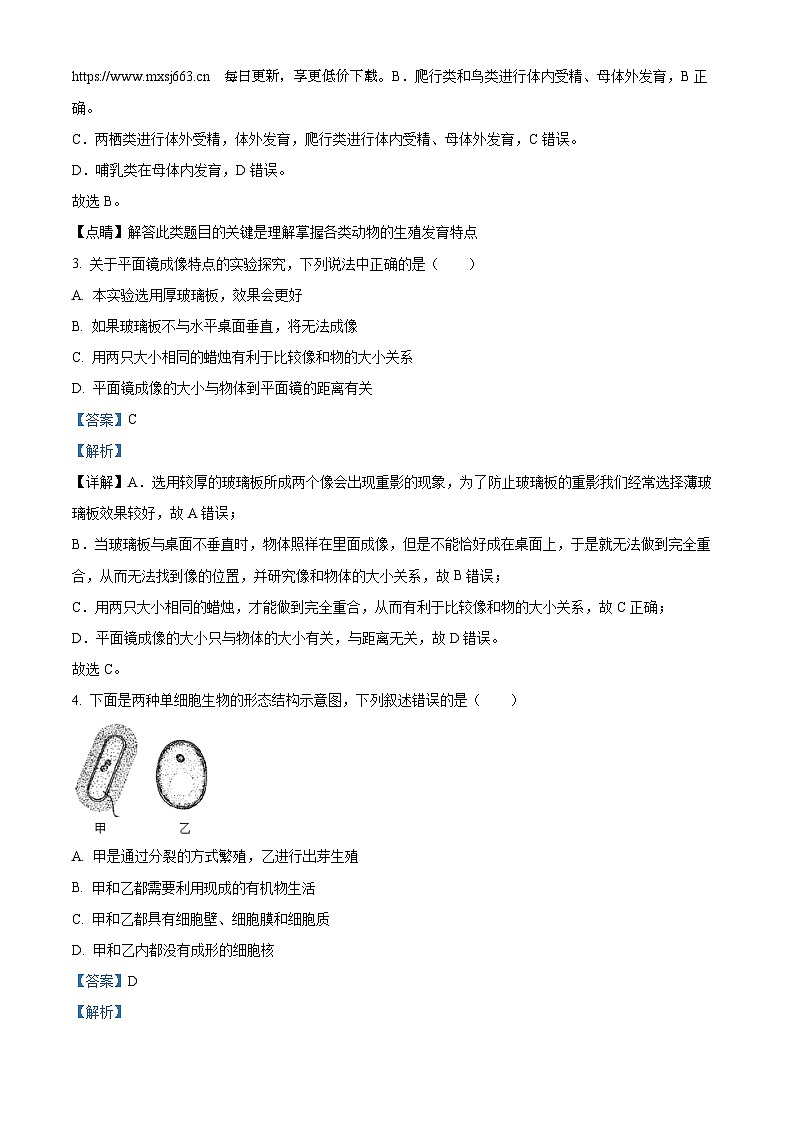浙江省金华市义乌市绣湖中学2023—2024学年科学七年级下学期3月月考 试卷第2页