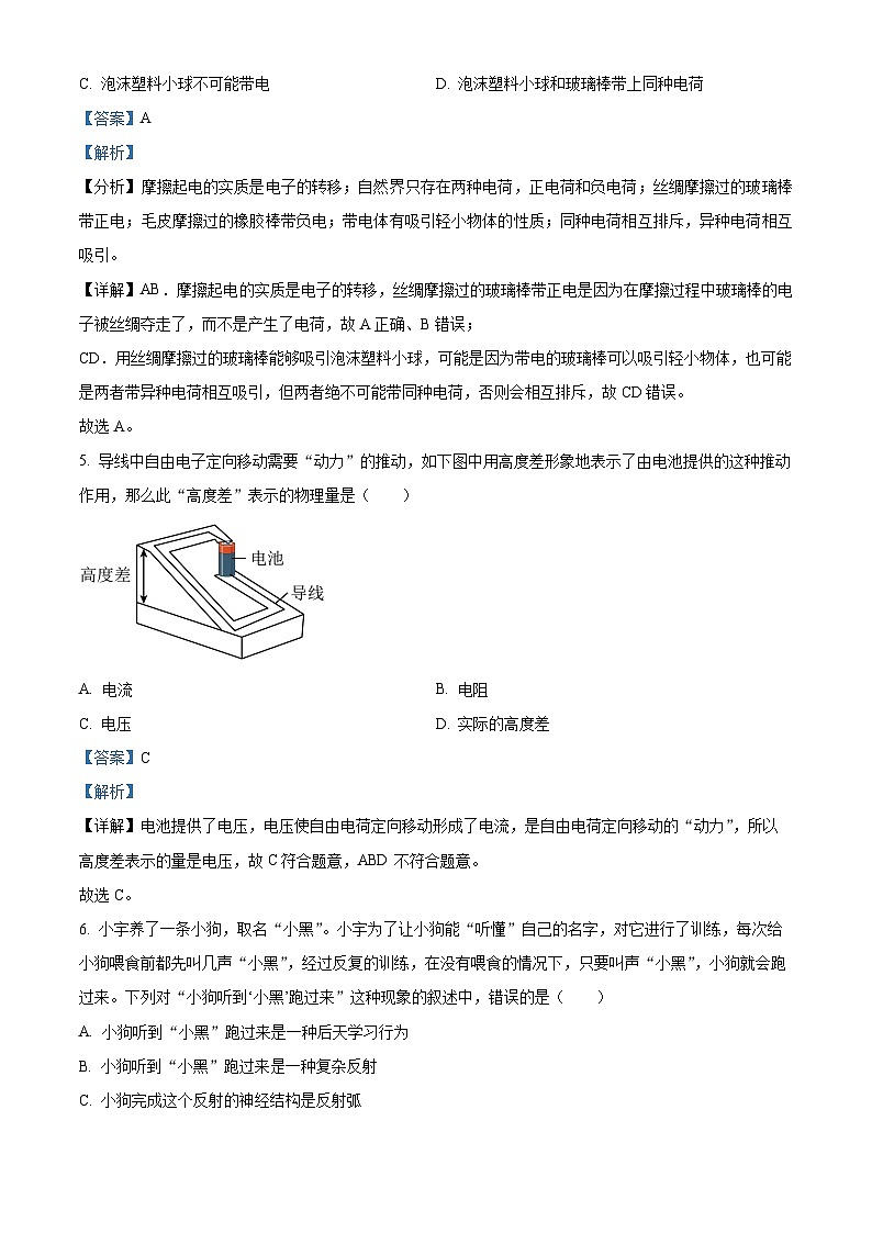 100,浙江省台州市玉环市城关镇第一初级中学2023-2024学年八年级第一学期期末模拟考试科学试题第3页
