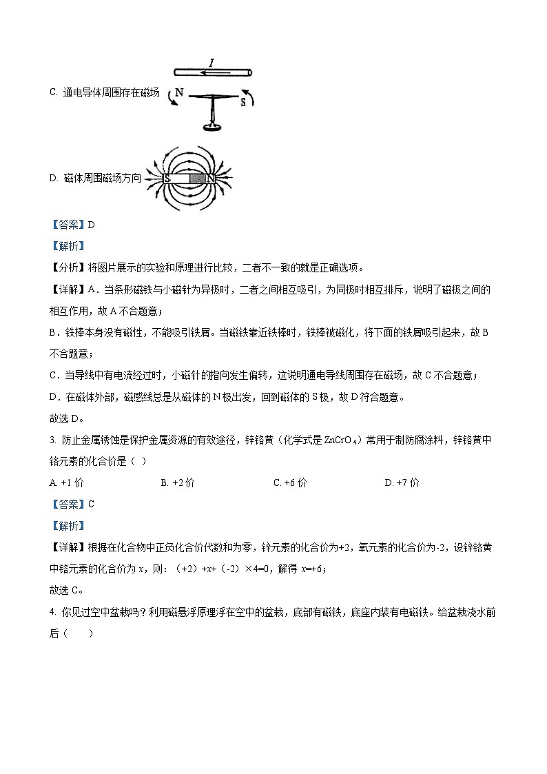 浙江省金华市浦江县第五中学2023-2024学年八年级下学期期中考试科学试卷(原卷版+解析版)02