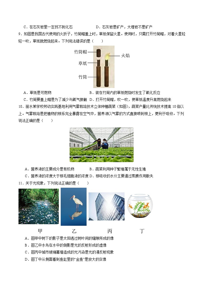 2024年中考第三次模拟考试题:科学(浙江卷)(考试版)03