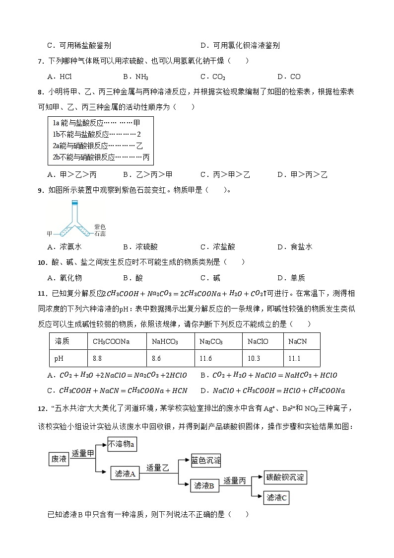 浙江省绍兴市上虞市谢塘镇中学2023-2024学年上学期10月份月考九年级科学试卷第2页