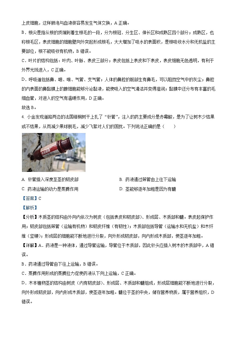 浙江省杭州市上城區(qū)2023-2024學(xué)年八年級(jí)下學(xué)期期末科學(xué)試題(解析版)第3頁(yè)