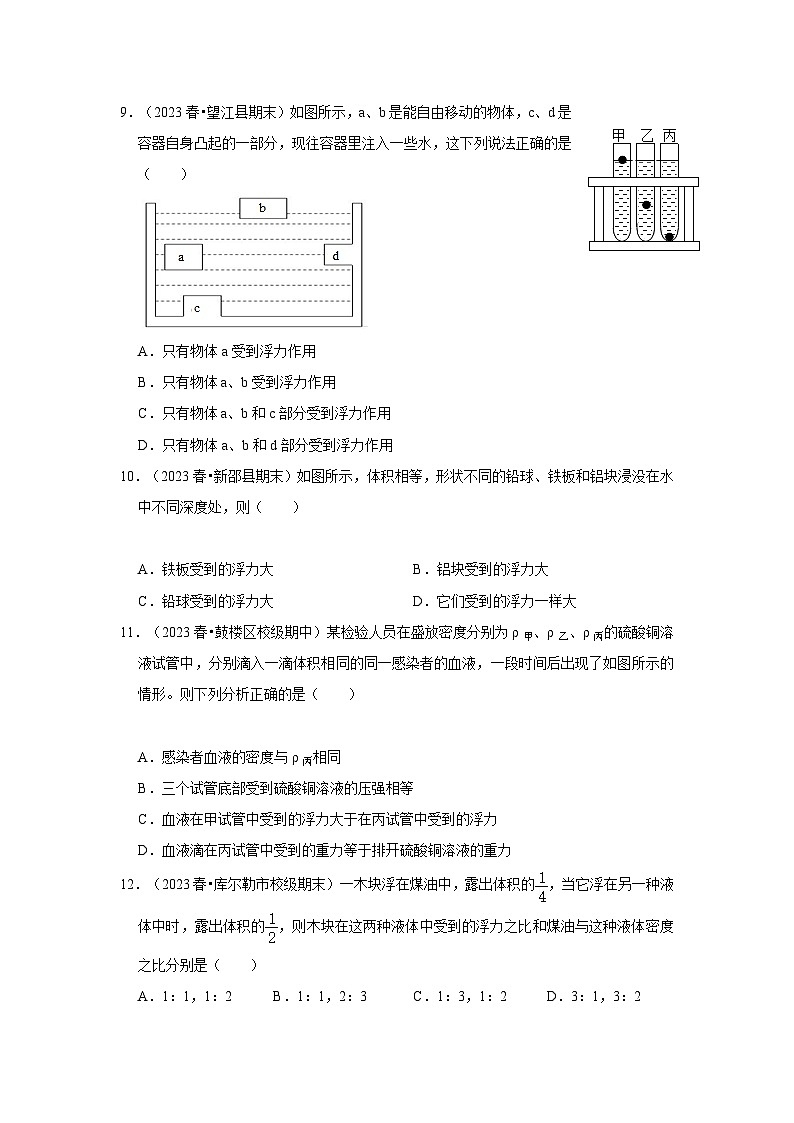 2024秋华师大版 初中科学 八年级上册第三章 浮力综合练习B卷(含解析)03