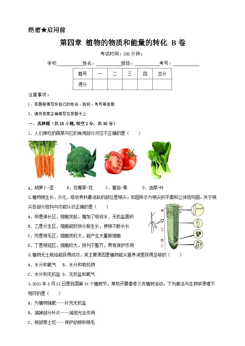 2024秋华师大版 初中科学 八年级上册第4单元综合卷B卷(含解析版)01
