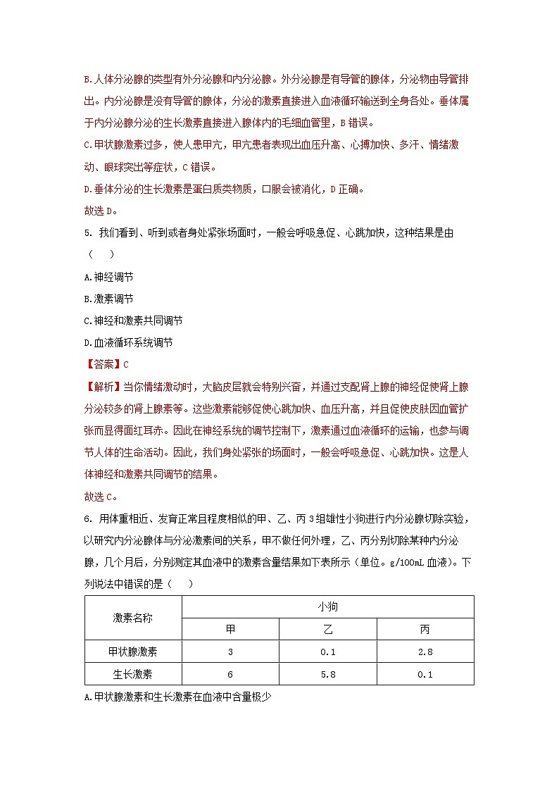 【核心素养】浙教版科学八年级上册 3.2 人体的激素调节(第1课时)(教学课件+教学设计+同步练习)03