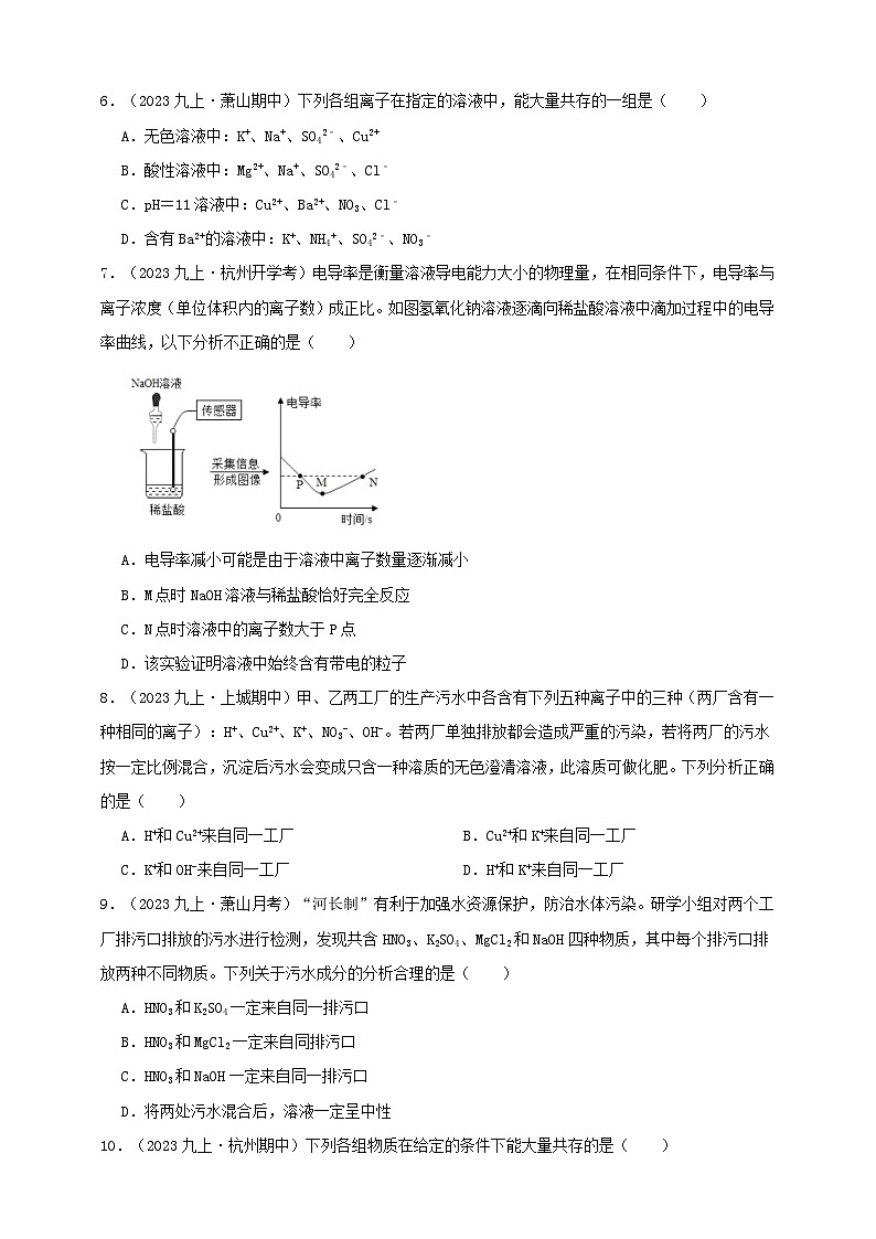 九上第1章 物质及其变化 专题1 离子共存 举一反三练(含解析)03