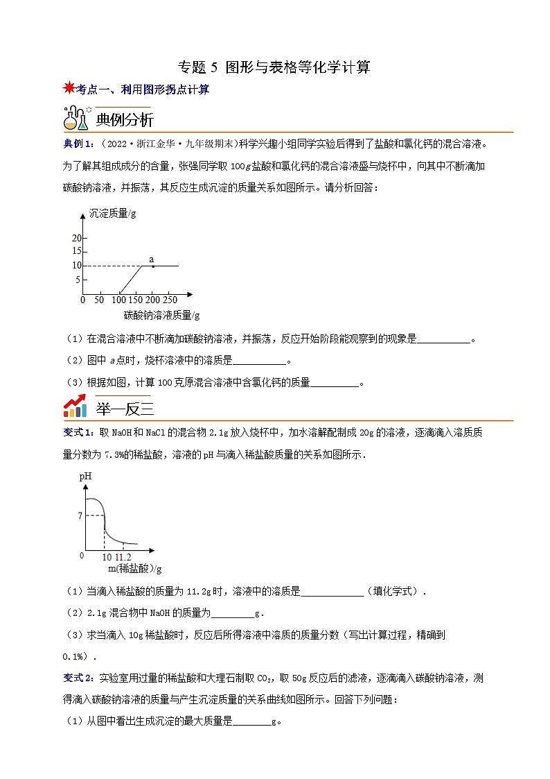 九上第1章 物质及其变化 专题5 图形与表格等化学计算 举一反三(含解析)01