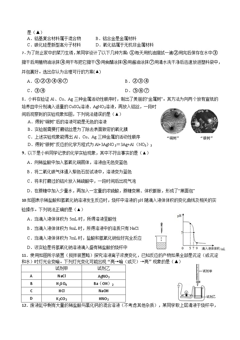 浙江省台州市临海市学海中学2024-2025学年九年级上学期9月月考科学试题第2页