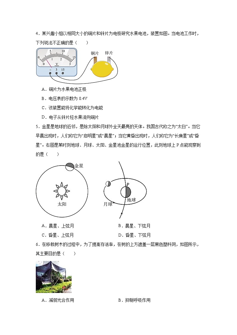 浙江省宁波市南三县2024年中考一模科学试卷第2页