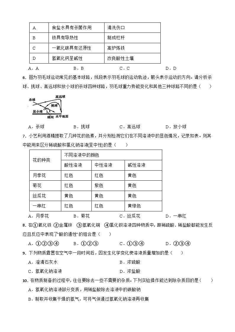 浙江省杭州市临平区2024-2025学年九年级上学期期中学情评估科学试题卷(1.1-3.2)第2页