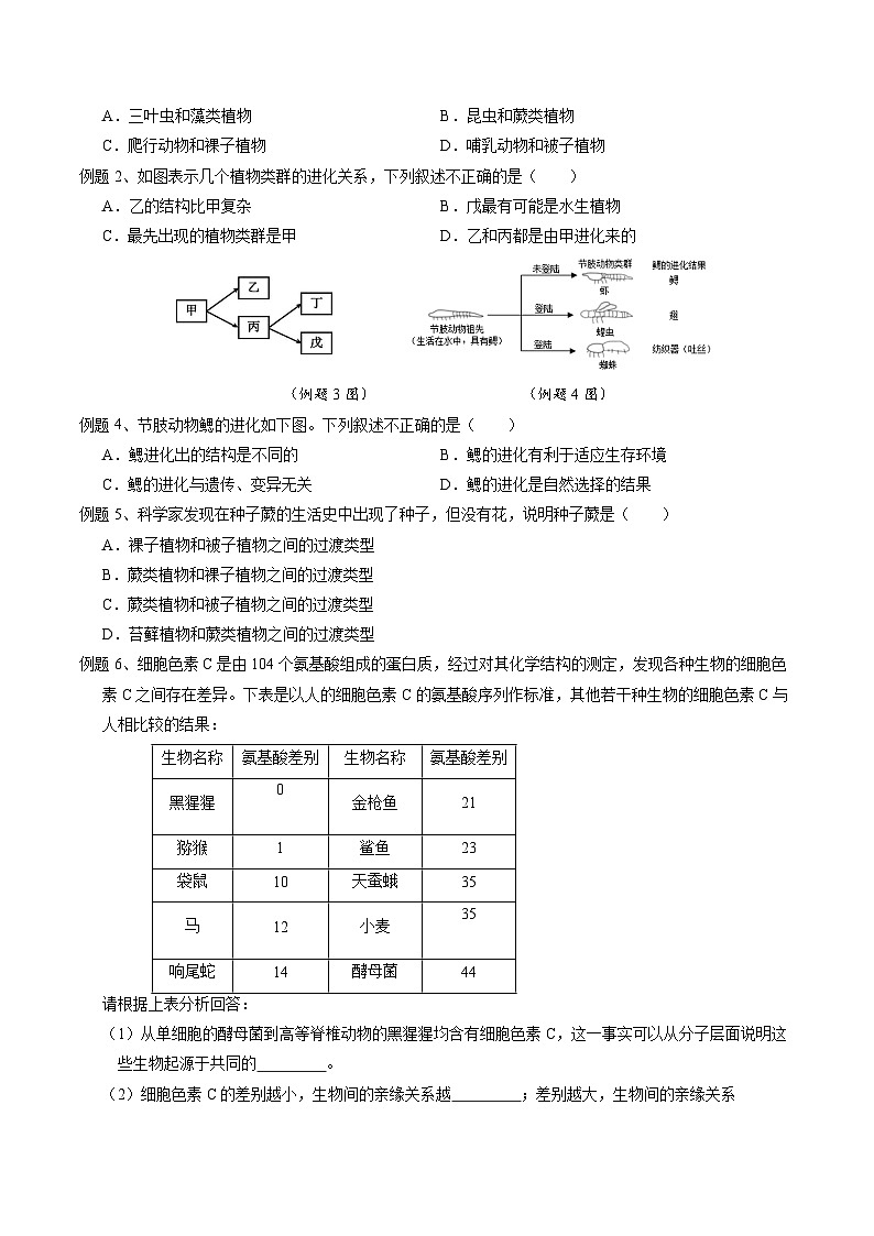 浙教版科学九下 1.4《生物的进化》第2课时 学案第2页