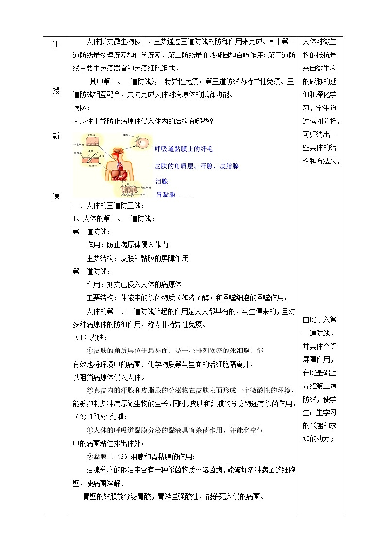 浙教版科学九下 3.3《身体的防卫》第1课时 教案第2页