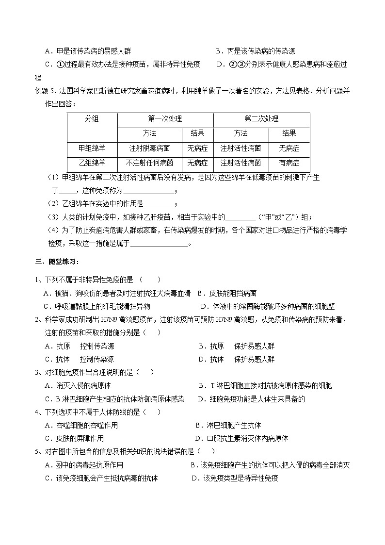 浙教版科学九下 3.3《身体的防卫》第1课时 学案第3页