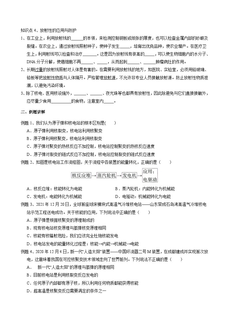 华师大版科学九下 6.3《核能的开发和放射性防护》学案第2页