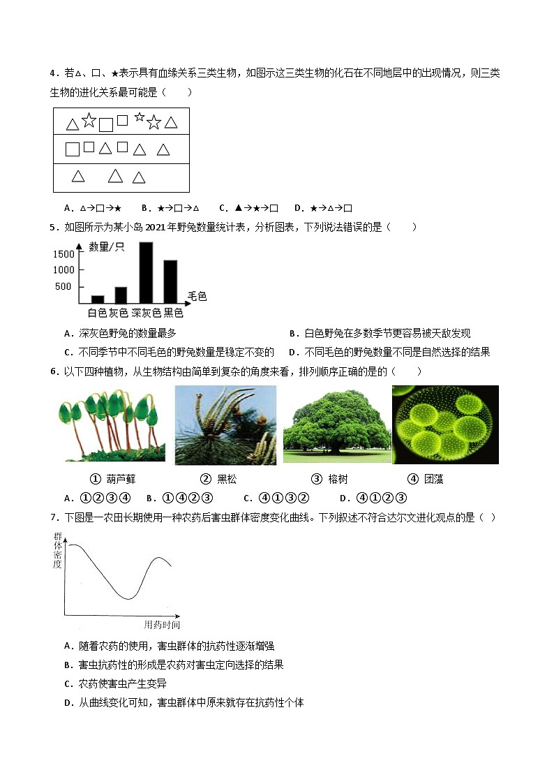 【核心素养】浙教版科学九年级下册 1.4-1.5生物的遗传与进化(分层练习)(原卷版)第2页