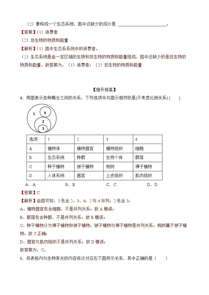 浙教版初中科学九下第2章生物与环境2.4.1《生态系统的结构和功能》分层练习(解析版)第2页