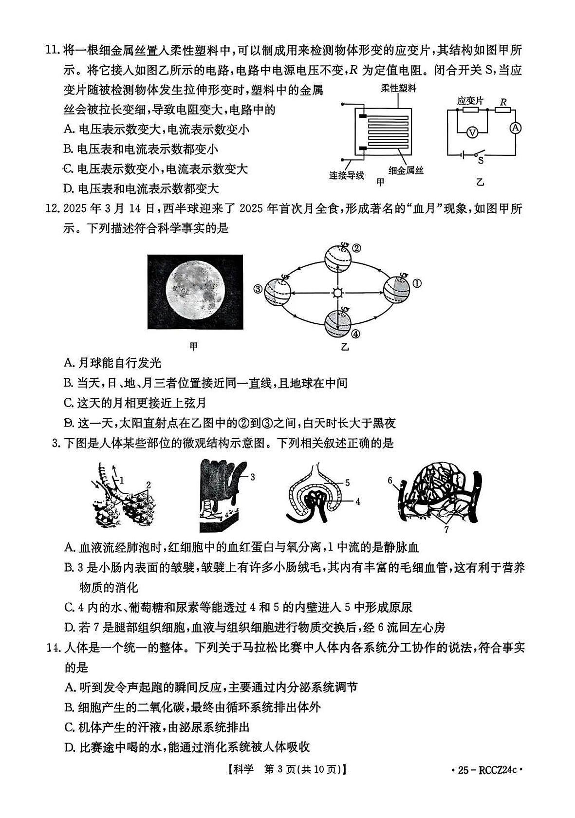 2025年台州市路桥区中考科学三模卷试题和答案第3页
