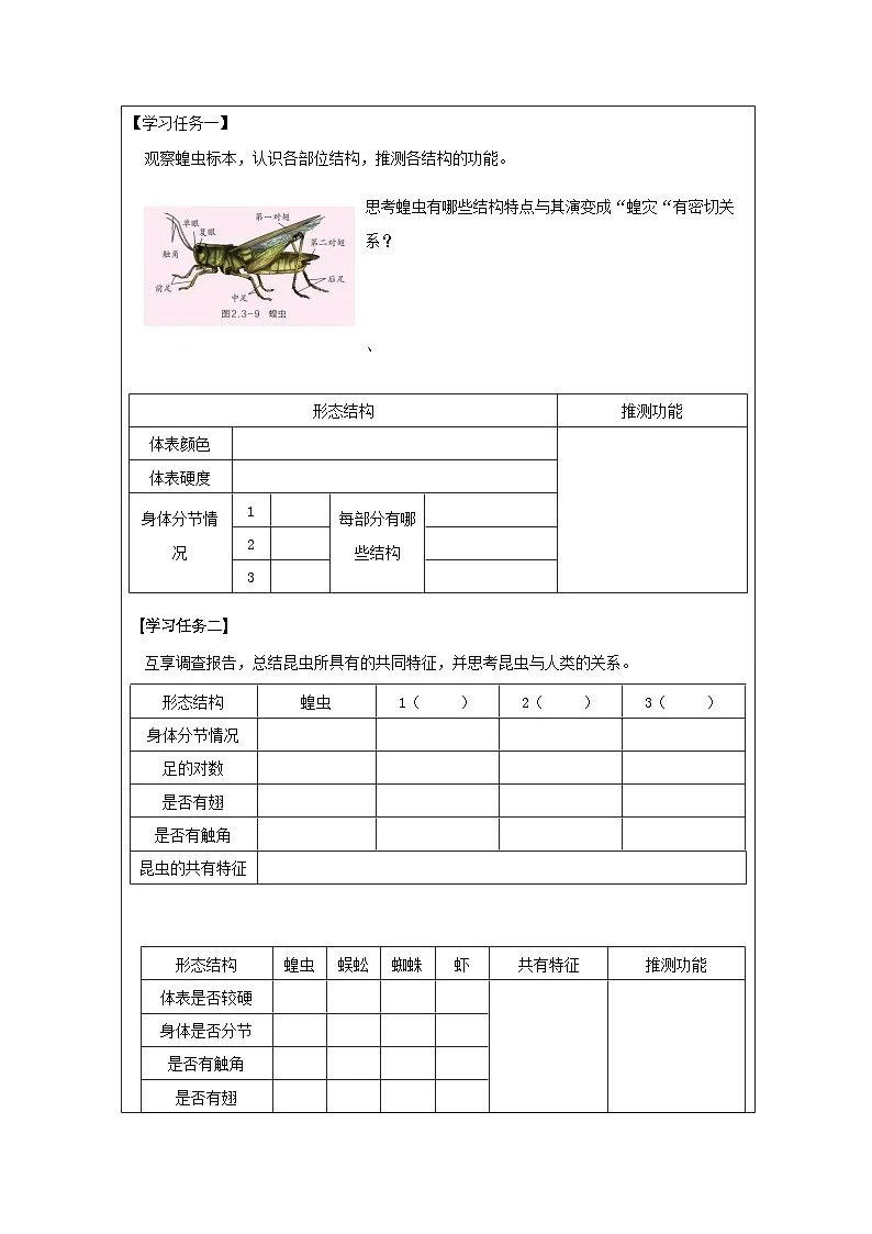 第3节 多姿多彩的动物(二)-学习任务单第2页
