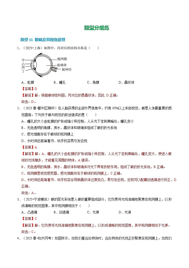 第5節(jié) 透鏡和視覺(第3課時)(培優(yōu)考點練)(解析版)第2頁