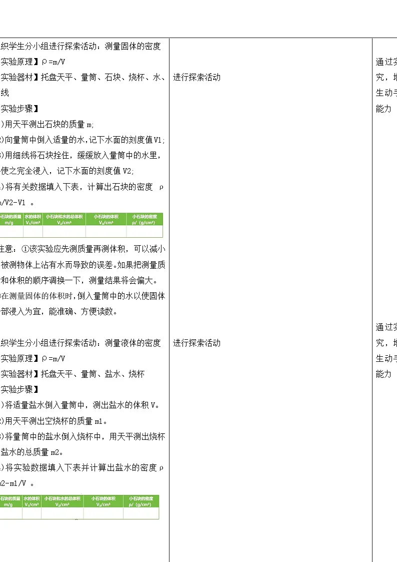 七下新浙教版(2024)初中科学 第3章物质的特性3.1《质量与密度》第3课时 教案第2页