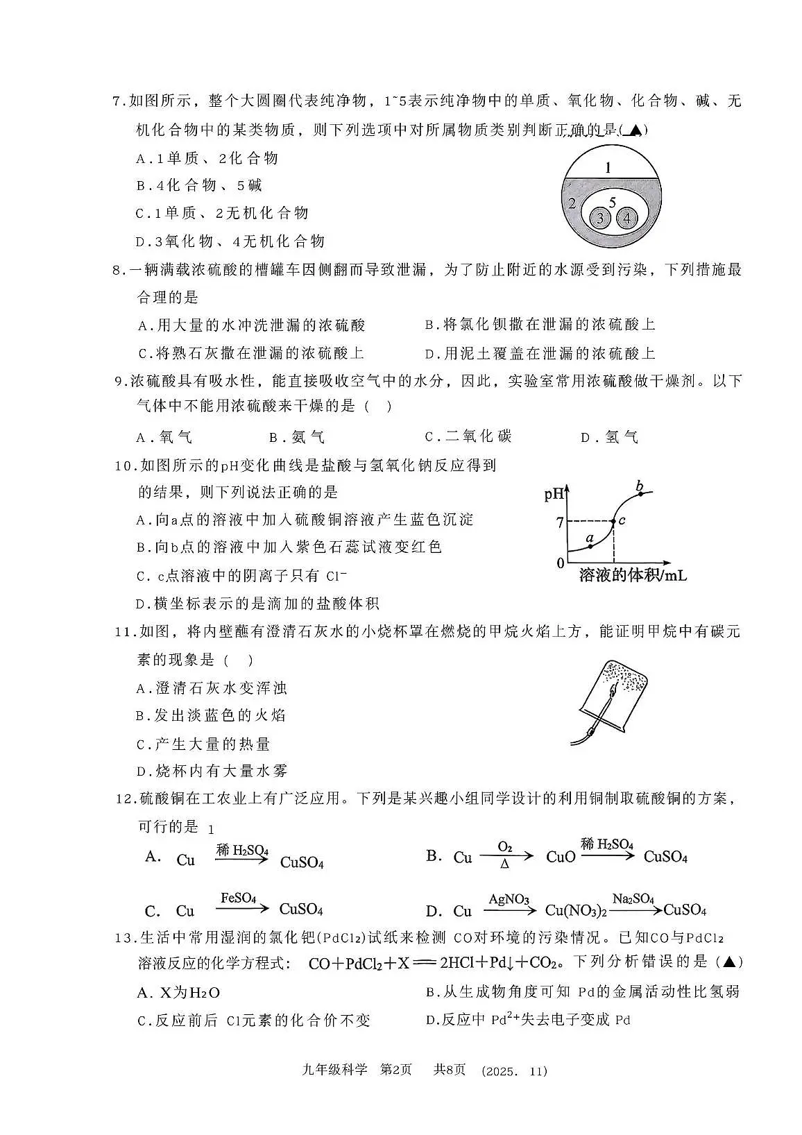 浙江省杭州市临平区2025-2026学年九年级上学期期中科学试题第2页