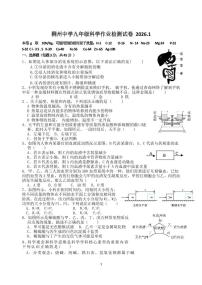 浙江省稠州中学九年级上学期1月份月考科学试卷及答案（pdf版+手写答案）