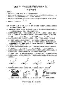 浙江省金华市2025年下学期期末样卷九年级（上）科学试题卷（无答案）