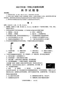 浙江省金华市金东区2025学年第一学期七年级期末检测科学试题卷（含答案）