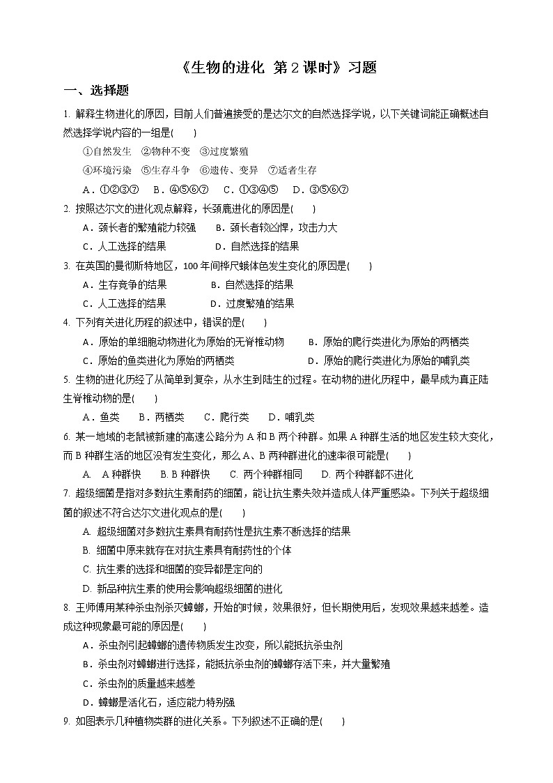 1.4《生物的进化 第2课时》PPT课件+教案+练习+素材 浙教版九年级科学下册01