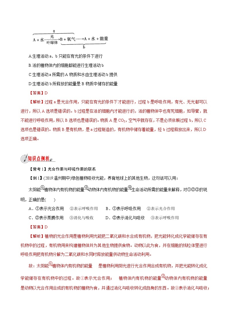 【精品讲义】浙教版 科学  8年级下册   3.6.2 光合作用——光合作用和呼吸作用的相互关系（教师解析版+学生版）03