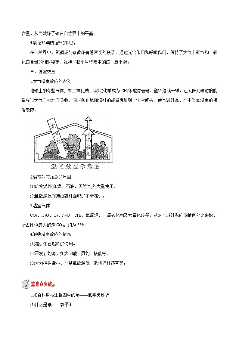 【精品讲义】浙教版 科学 8年级下册 3.7 自然界中的氧循环和碳循环(教师解析版+学生版)03