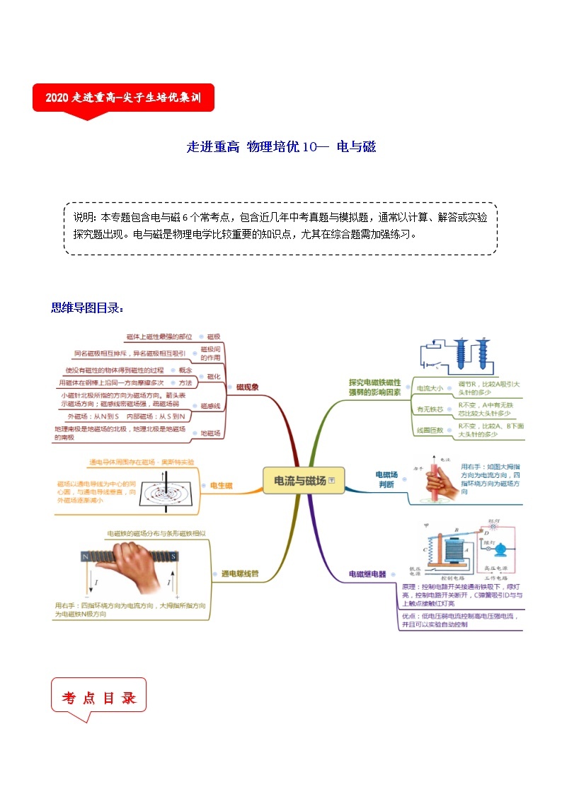 电与磁（6个考点）-2021年中考科学（浙教版）重难点、易错点复习练习（教育机构专用）01