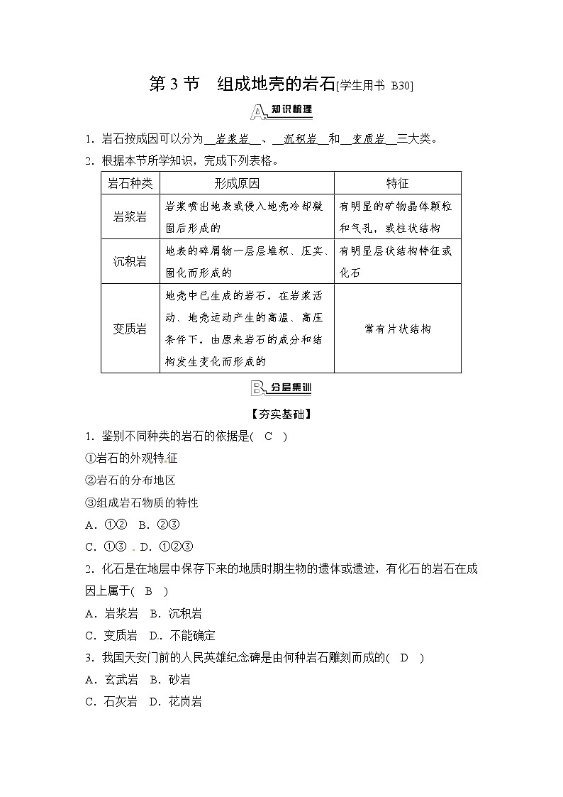 浙教版科学 七年级上册 第3章 人类的家园——地球 第3节 组成地壳的岩石(课件+教案+试题)01