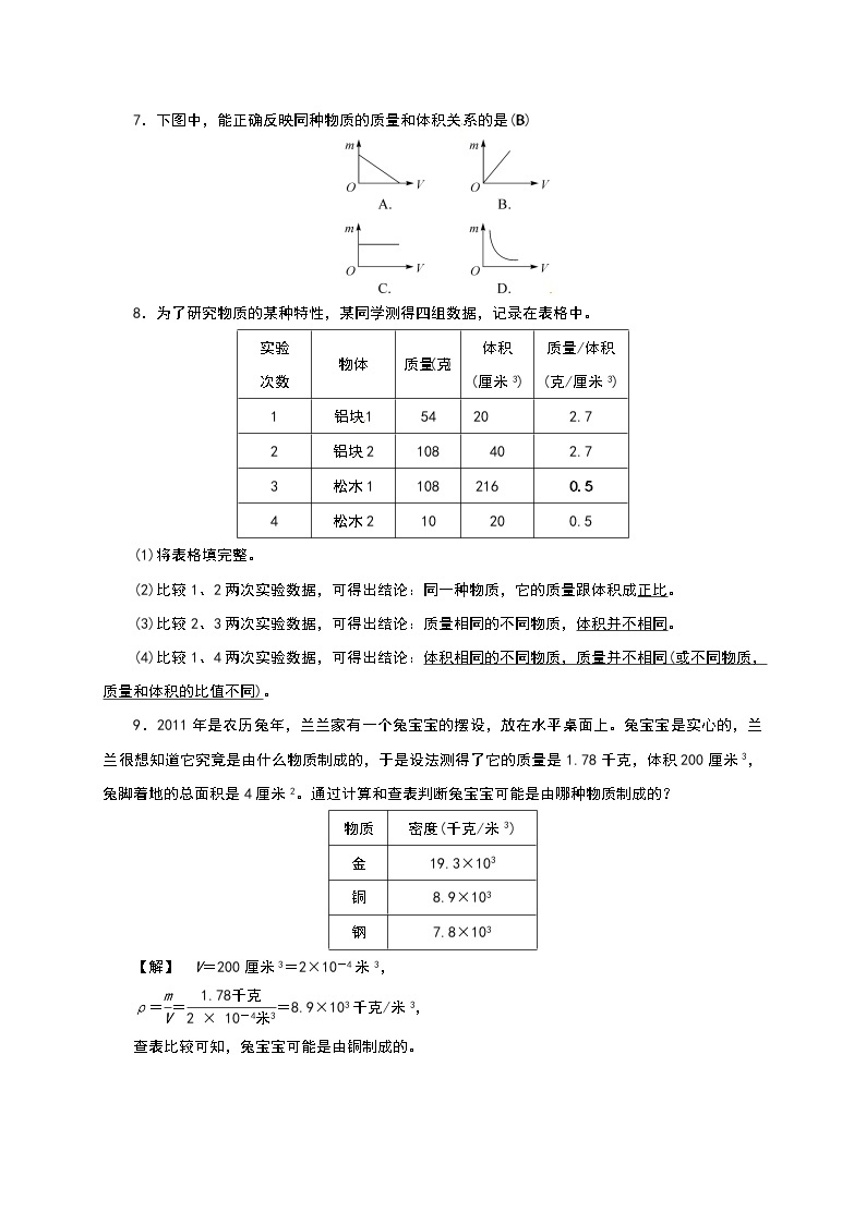 浙教版科学 七年级上册 第4章 物质的特性 第3节 物质的密度（课件+教案+试题）02