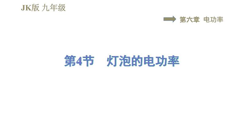 教科版九年级全一册物理习题课件 第六章 6.4灯泡的电功率第1页